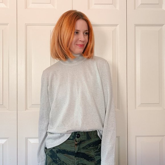 NWOT Escada silver metallic sweater, Size 44 - Picture 4 of 6